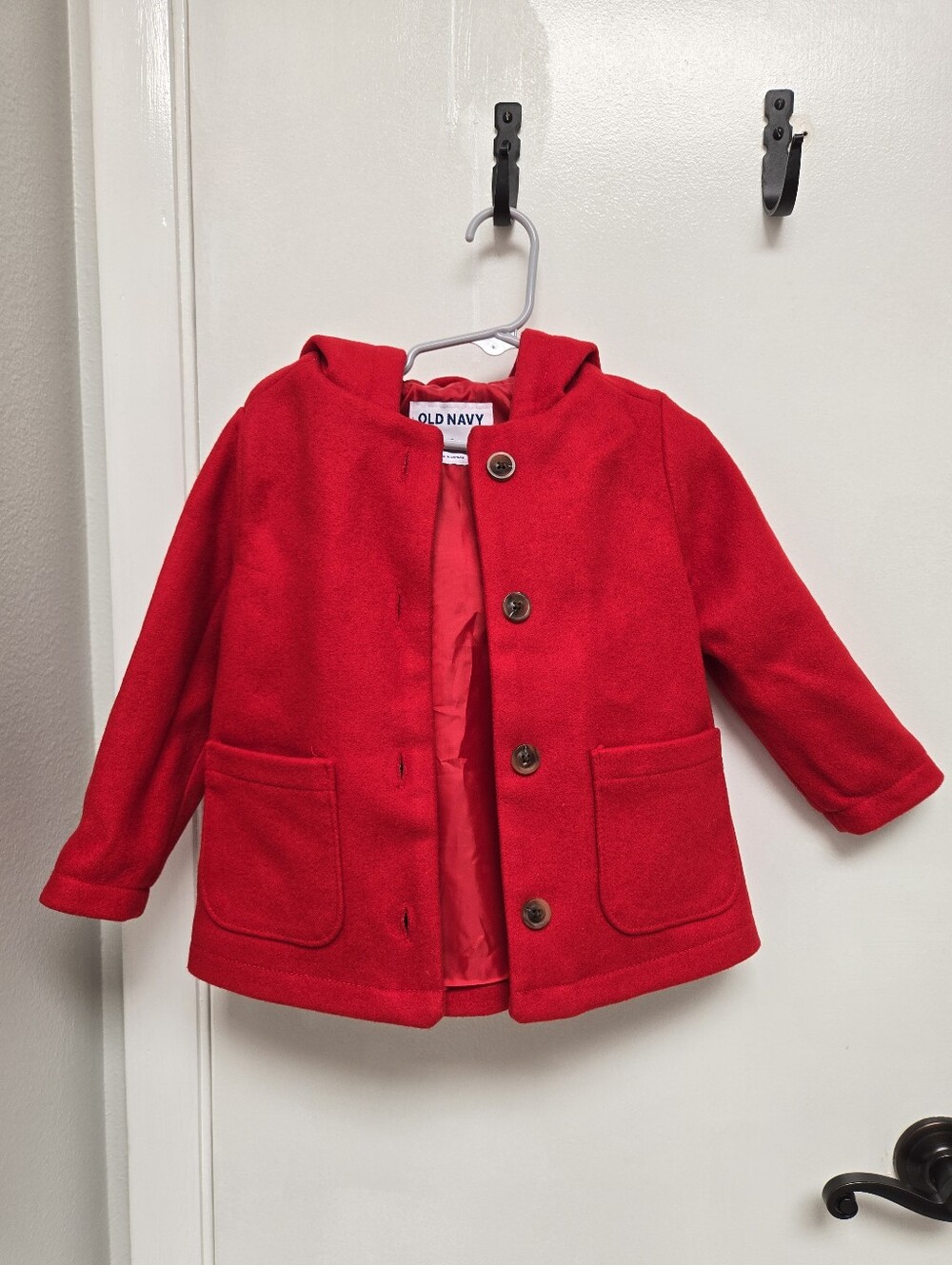 Old Navy Kids' Red Hooded Wool-Feel Coat